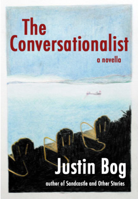 Book cover for The Conversationalist by author Justin Bog set in the San Juan Islands.